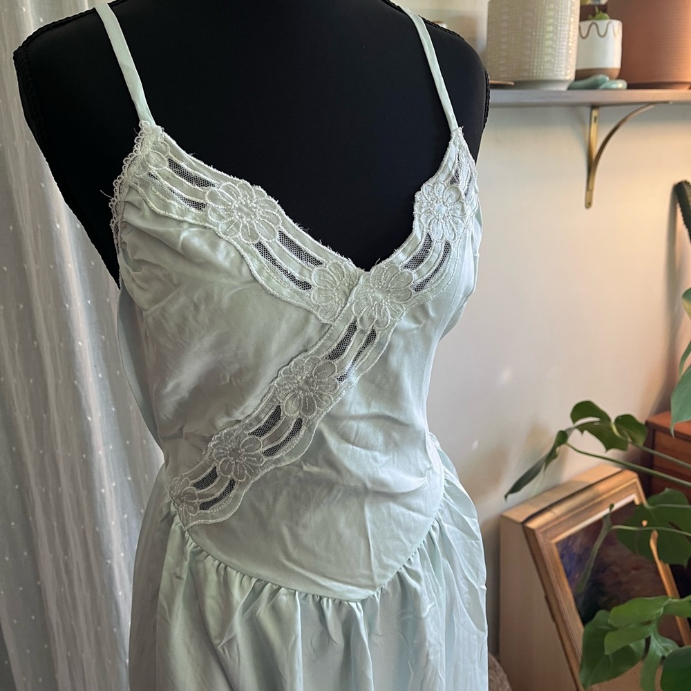 Vintage Miss Dior Mint Lace-Trim Slip Dress Chemise